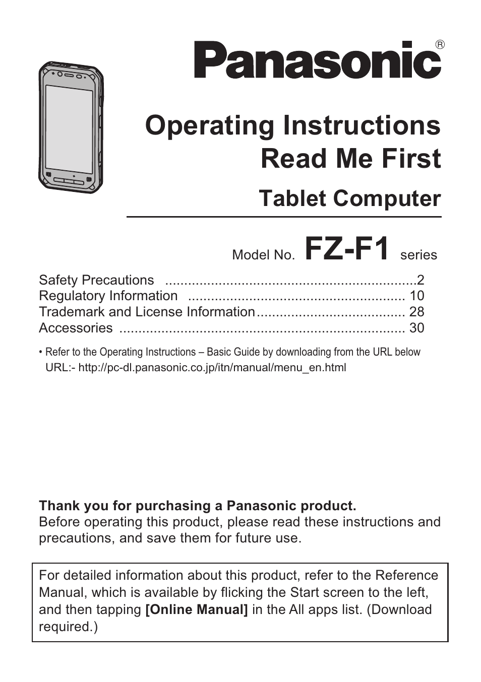 Panasonic Toughpad FZ-F1 User Manual | 32 pages