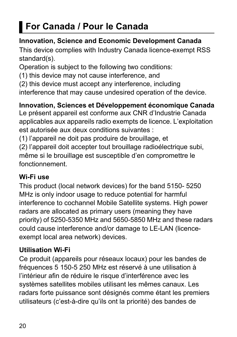 For canada / pour le canada | Panasonic Toughpad FZ-F1 User Manual | Page 20 / 32