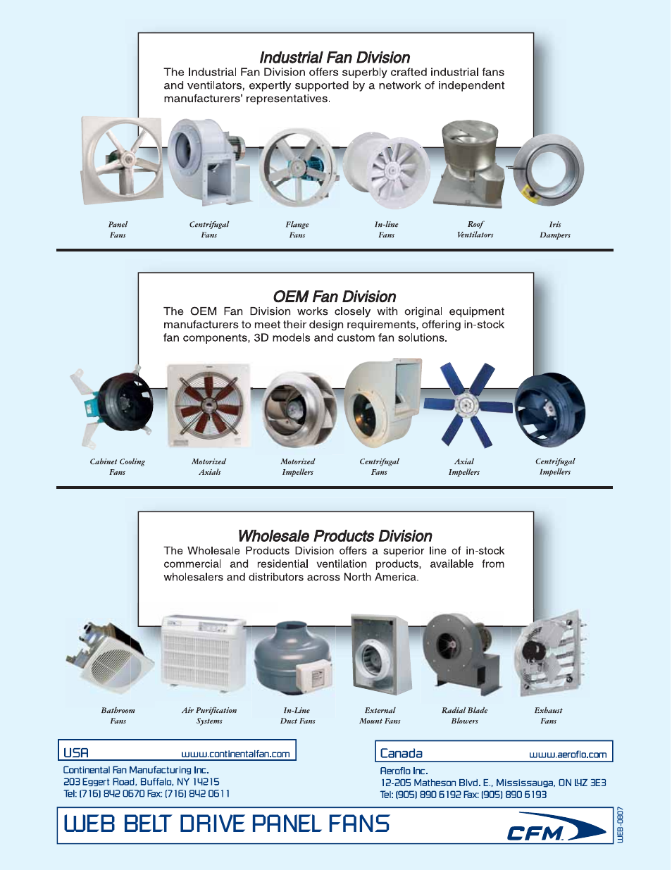 Web belt drive panel fans | CFM WEB-30 User Manual | Page 4 / 4