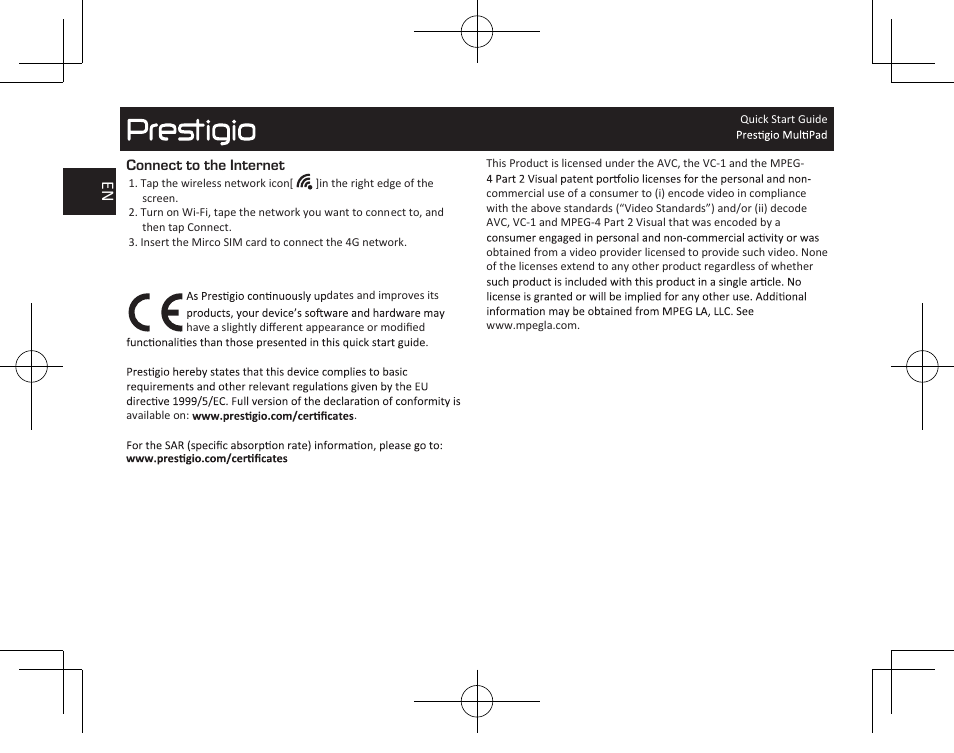 PRESTIGIO MultiPad Visconte V PMP1012TE3GRD User Manual | Page 4 / 60