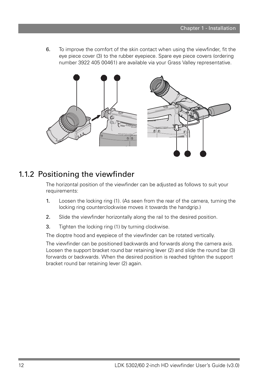 2 positioning the viewfinder | Grass Valley LDK 5302 User Manual | Page 12 / 24