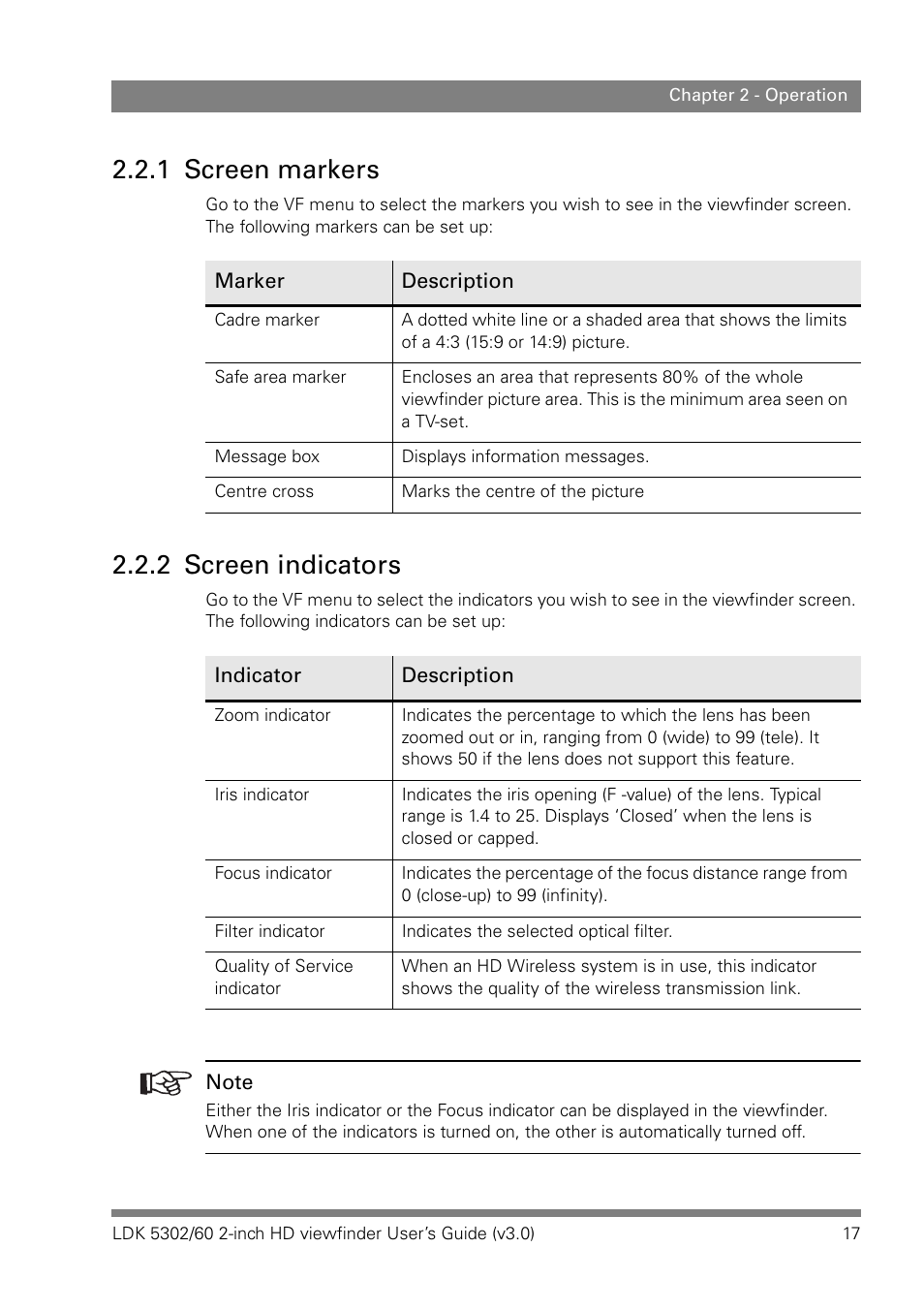 1 screen markers, 2 screen indicators | Grass Valley LDK 5302 User Manual | Page 17 / 24