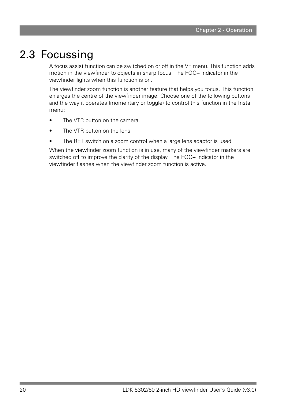 3 focussing | Grass Valley LDK 5302 User Manual | Page 20 / 24