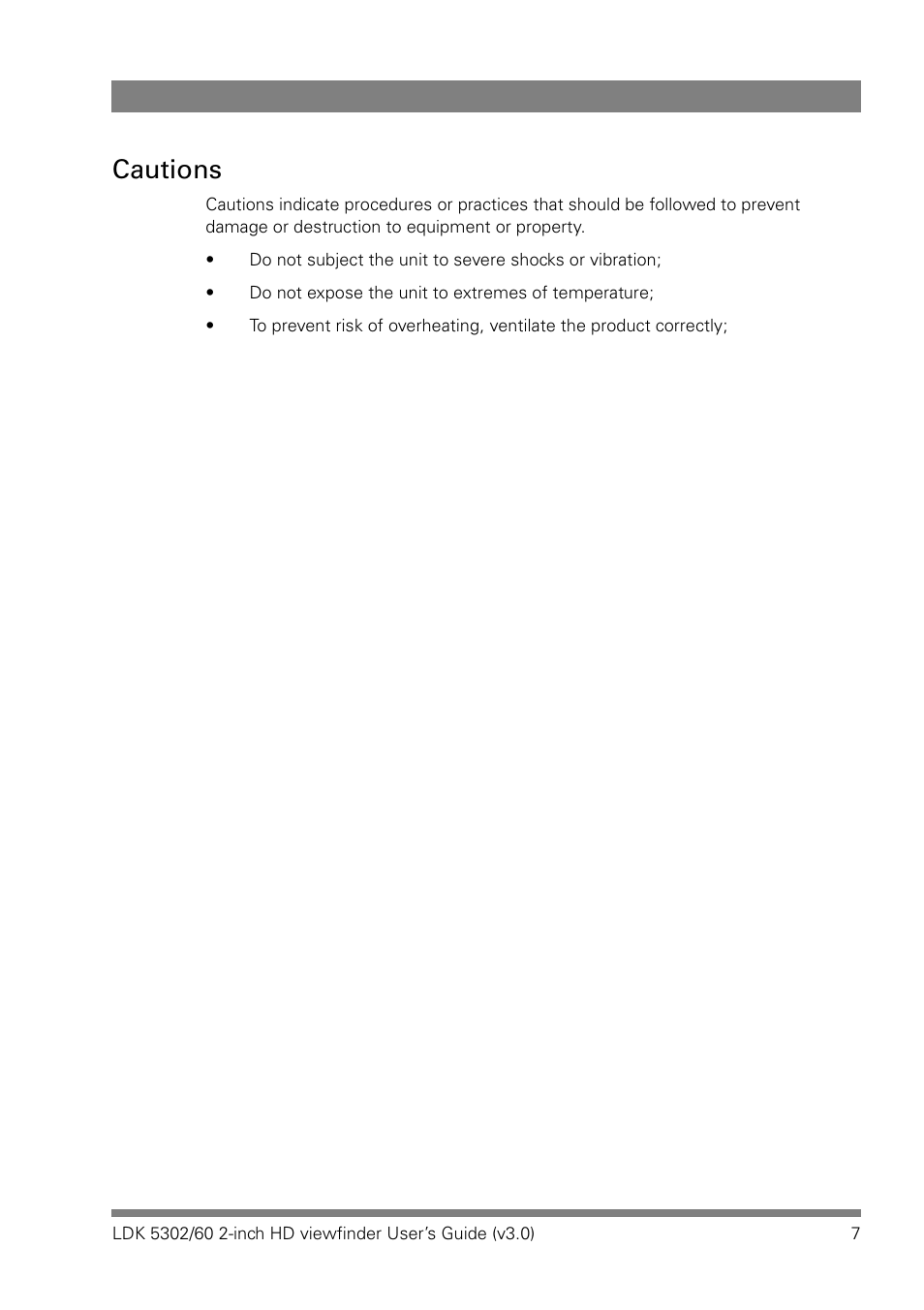 Cautions | Grass Valley LDK 5302 User Manual | Page 7 / 24