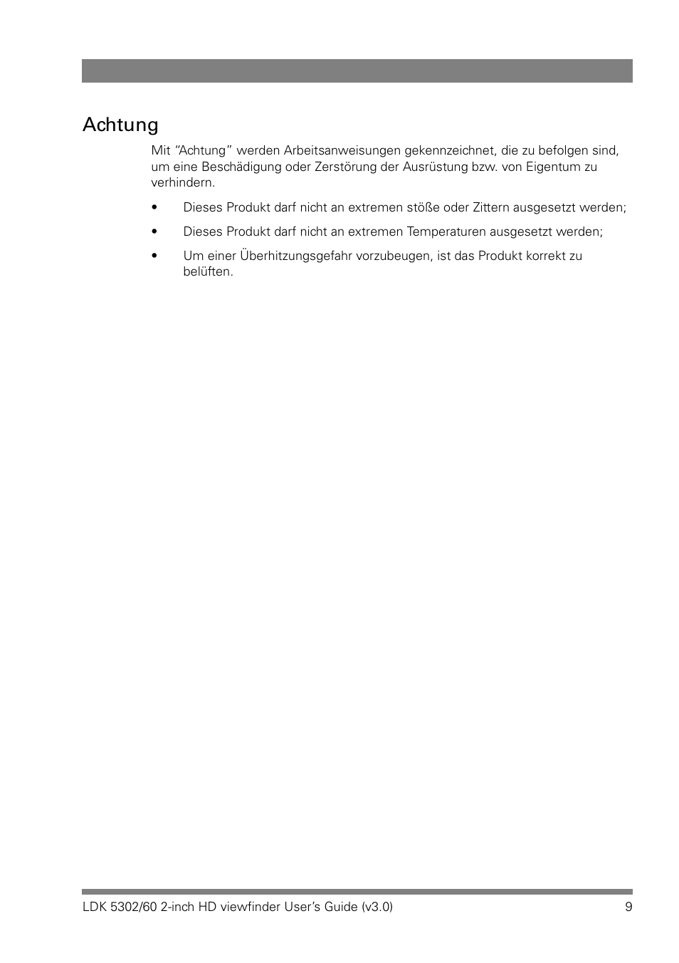 Achtung | Grass Valley LDK 5302 User Manual | Page 9 / 24
