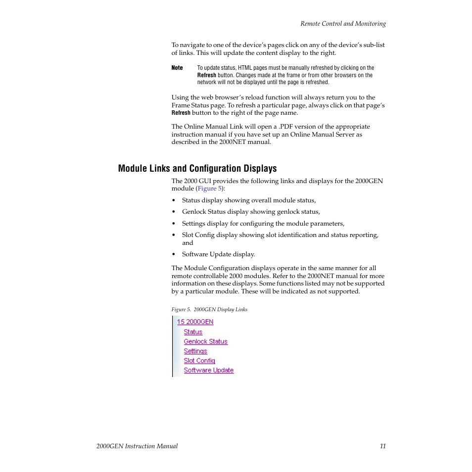 Module links and configuration displays | Grass Valley 2000GEN User Manual | Page 11 / 22