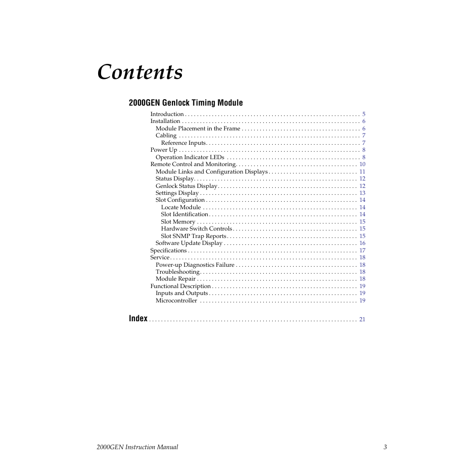 Grass Valley 2000GEN User Manual | Page 3 / 22