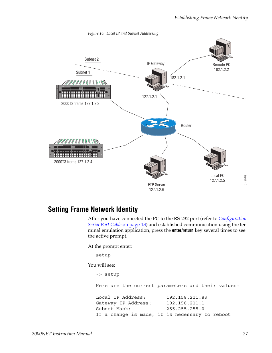 Setting frame network identity | Grass Valley 2000NET v4.0.0 User Manual | Page 27 / 92