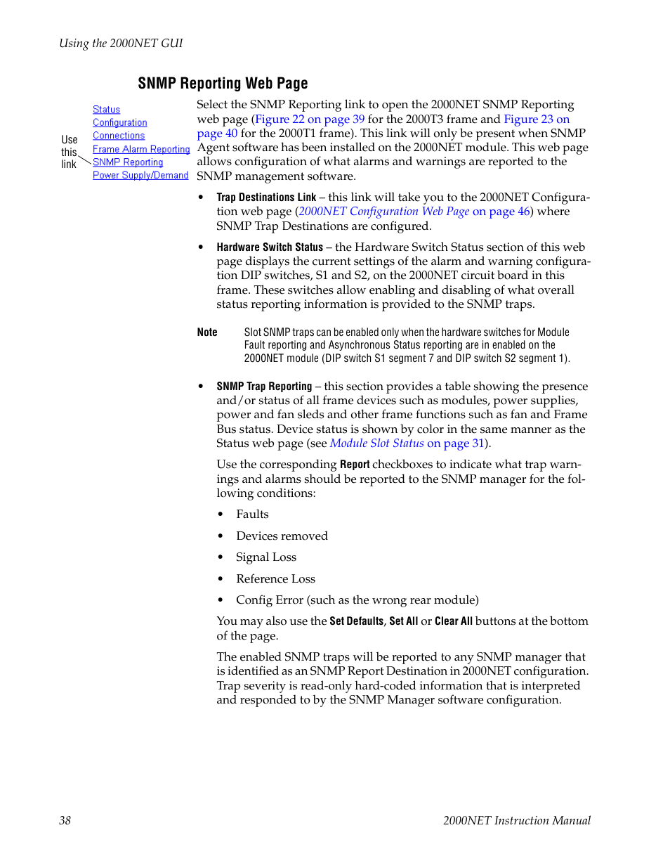 Snmp reporting web page | Grass Valley 2000NET v4.0.0 User Manual | Page 38 / 92
