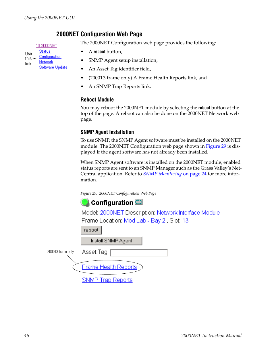 2000net configuration, Wher, 2000net configuration web page | Grass Valley 2000NET v4.0.0 User Manual | Page 46 / 92