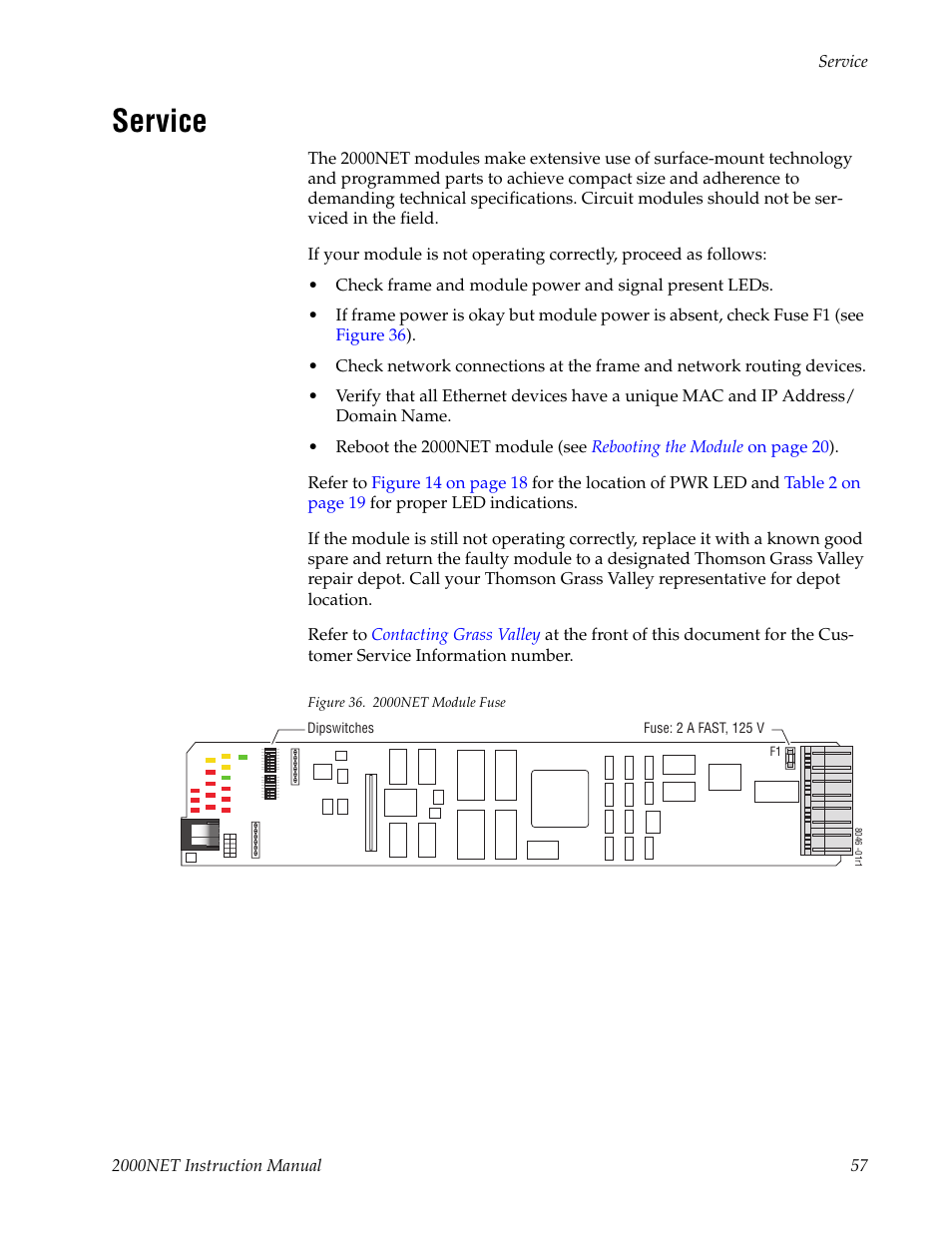 Service | Grass Valley 2000NET v4.0.0 User Manual | Page 57 / 92