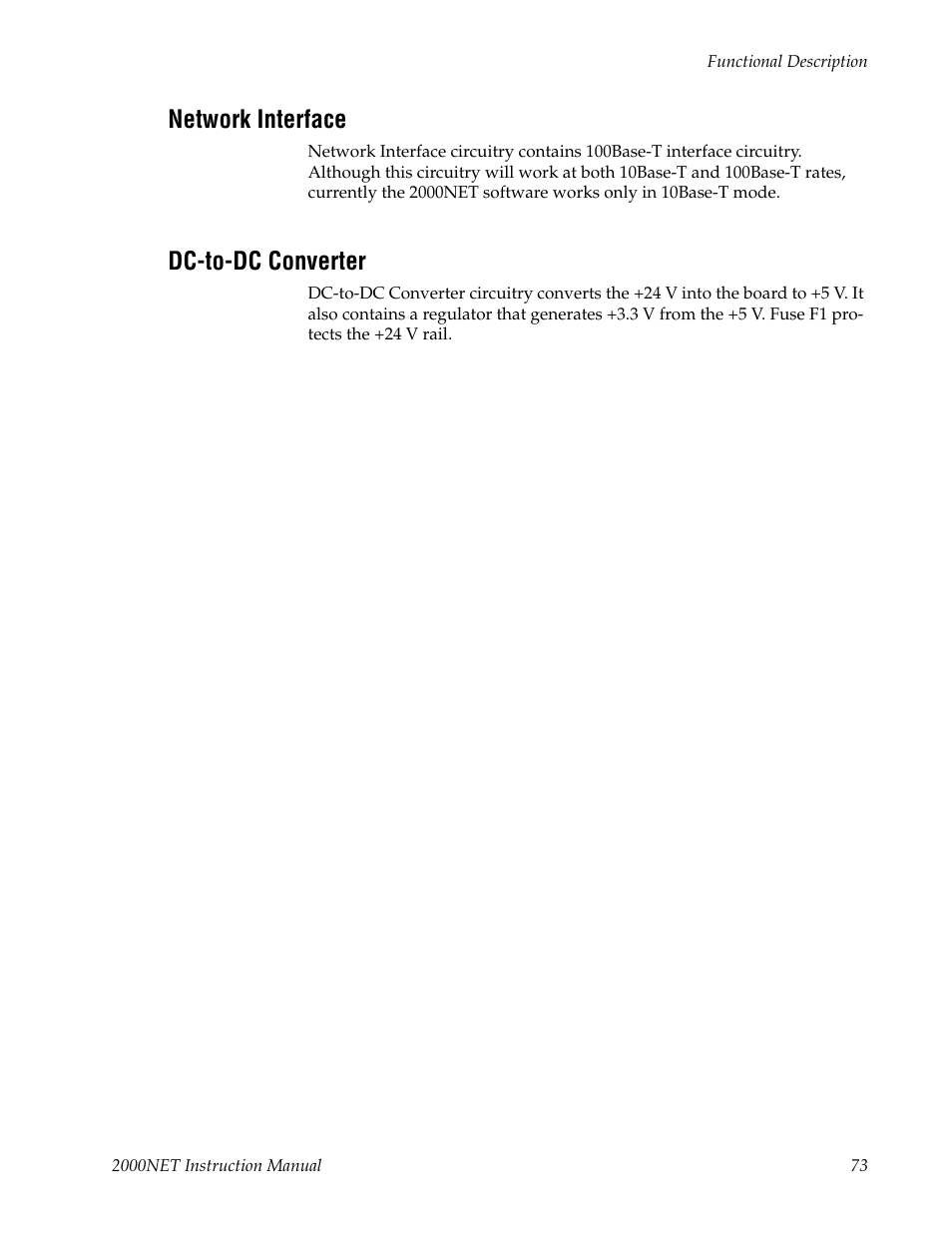 Network interface, Dc-to-dc converter | Grass Valley 2000NET v4.0.0 User Manual | Page 73 / 92