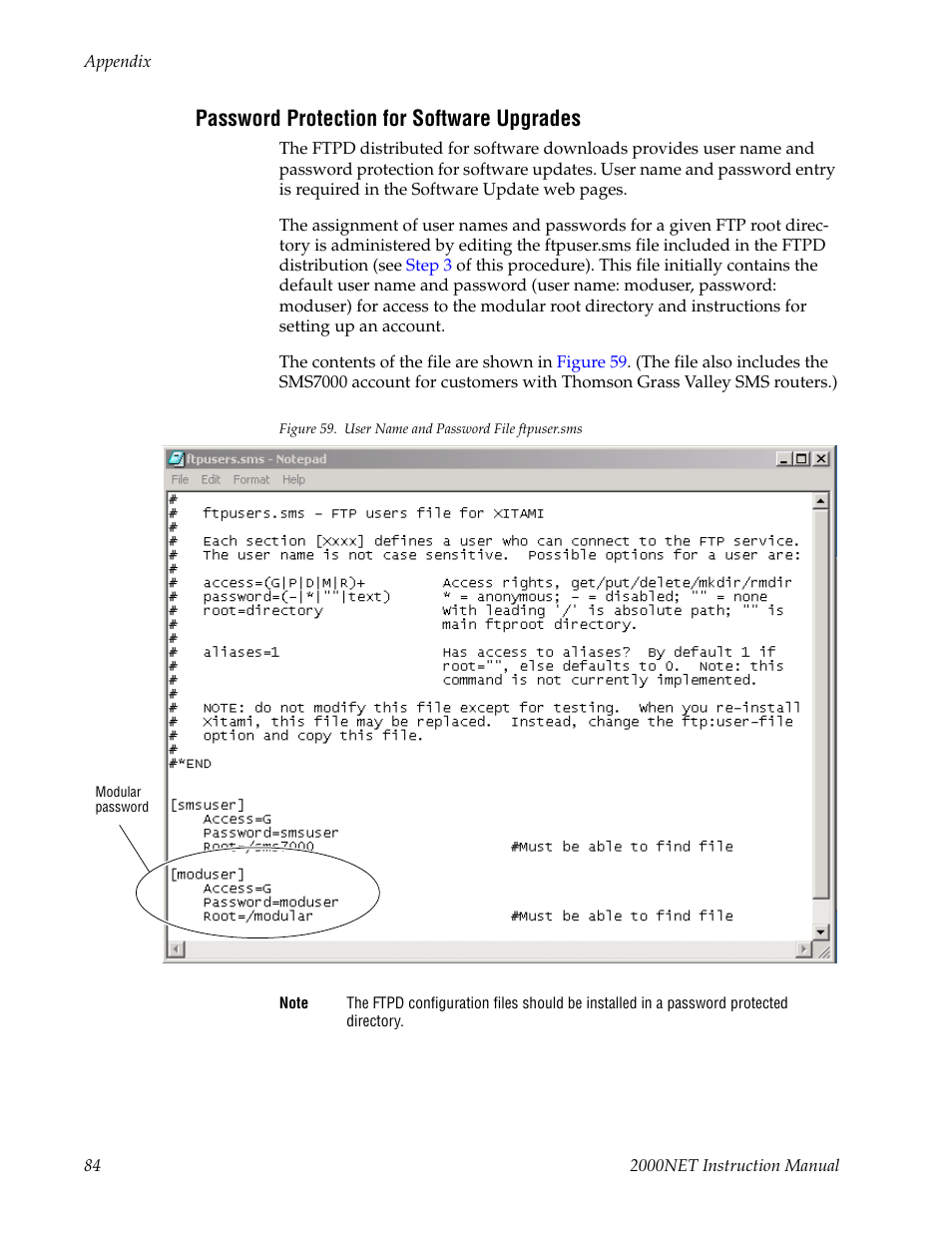 Password protection for software upgrades | Grass Valley 2000NET v4.0.0 User Manual | Page 84 / 92
