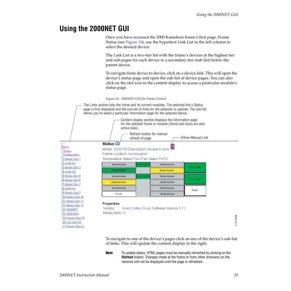 Using the 2000net gui | Grass Valley 2000NET v3.1 User Manual | Page 25 / 68
