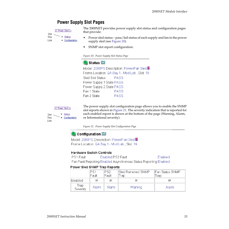 Power supply slot pages | Grass Valley 2000NET v3.1 User Manual | Page 33 / 68