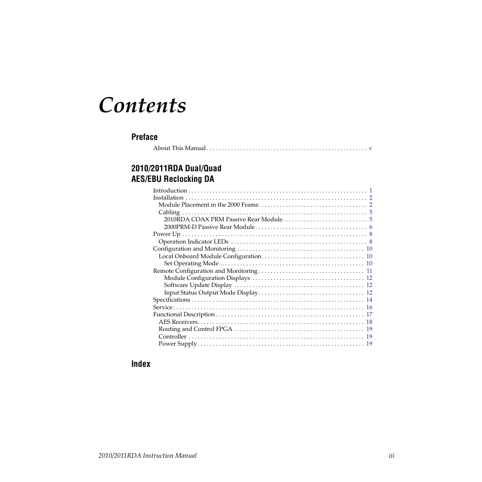 Grass Valley 2010RDA User Manual | Page 3 / 28