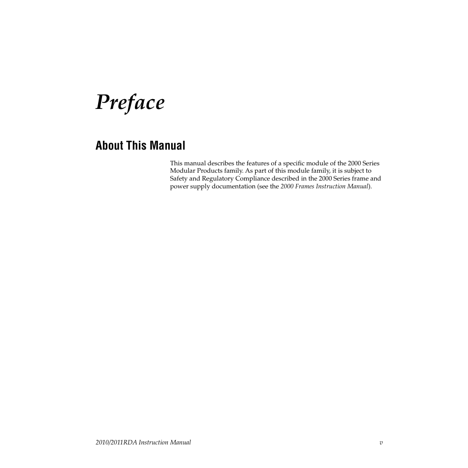 Preface, About this manual | Grass Valley 2010RDA User Manual | Page 5 / 28