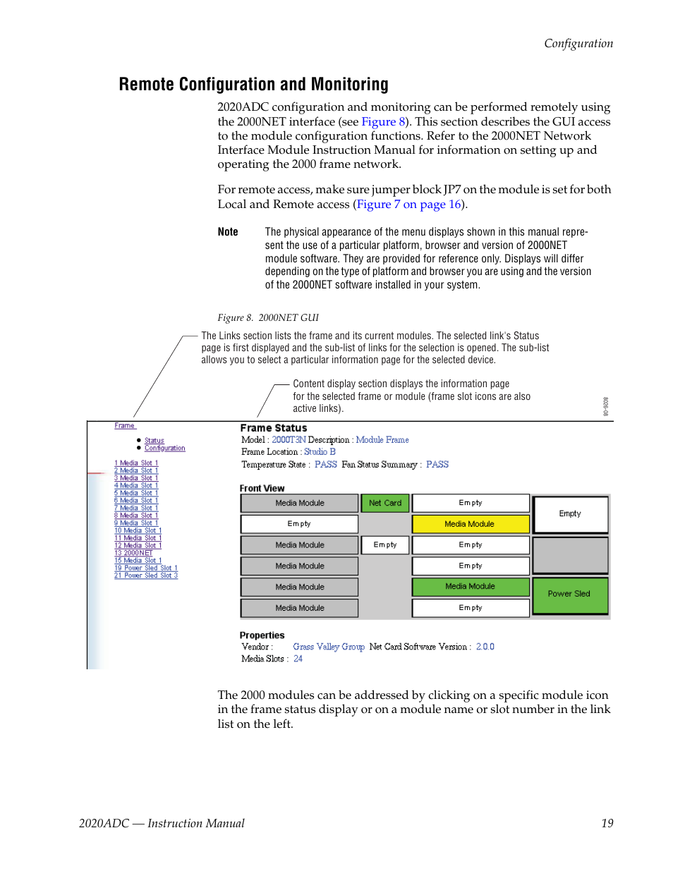 Remote configuration and monitoring | Grass Valley 2020ADC A-To-D User Manual | Page 19 / 32
