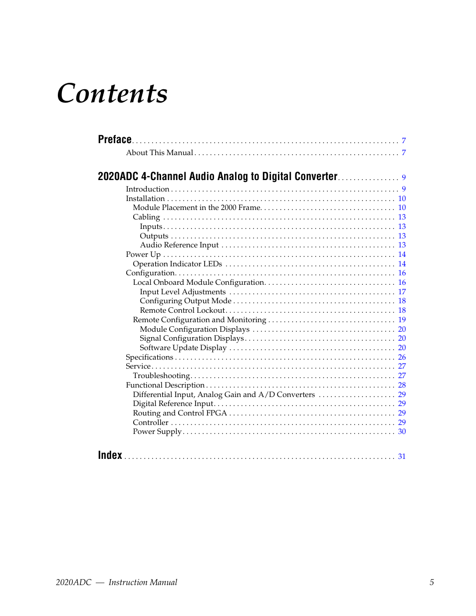 Grass Valley 2020ADC A-To-D User Manual | Page 5 / 32