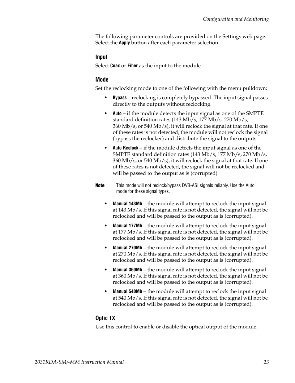 Grass Valley 2031RDA-MM User Manual | Page 23 / 38