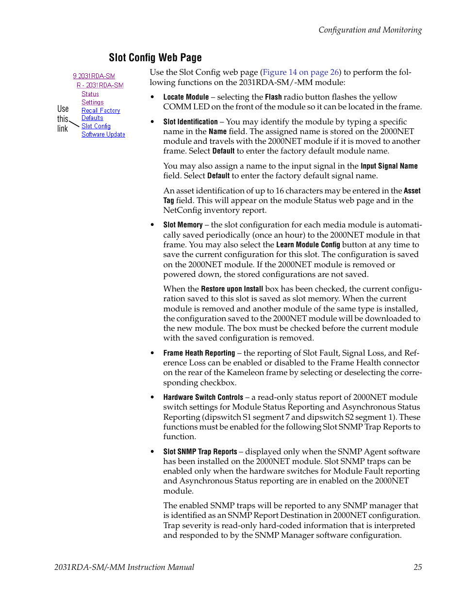 Slot config web page | Grass Valley 2031RDA-MM User Manual | Page 25 / 38