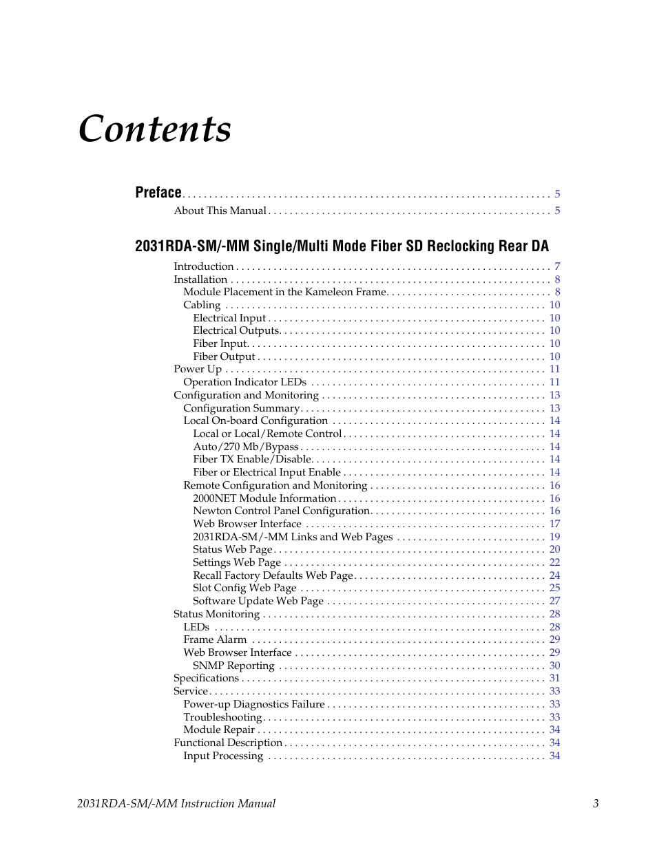 Grass Valley 2031RDA-MM User Manual | Page 3 / 38