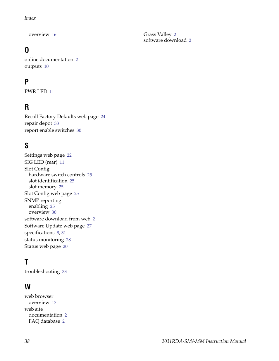 Grass Valley 2031RDA-MM User Manual | Page 38 / 38