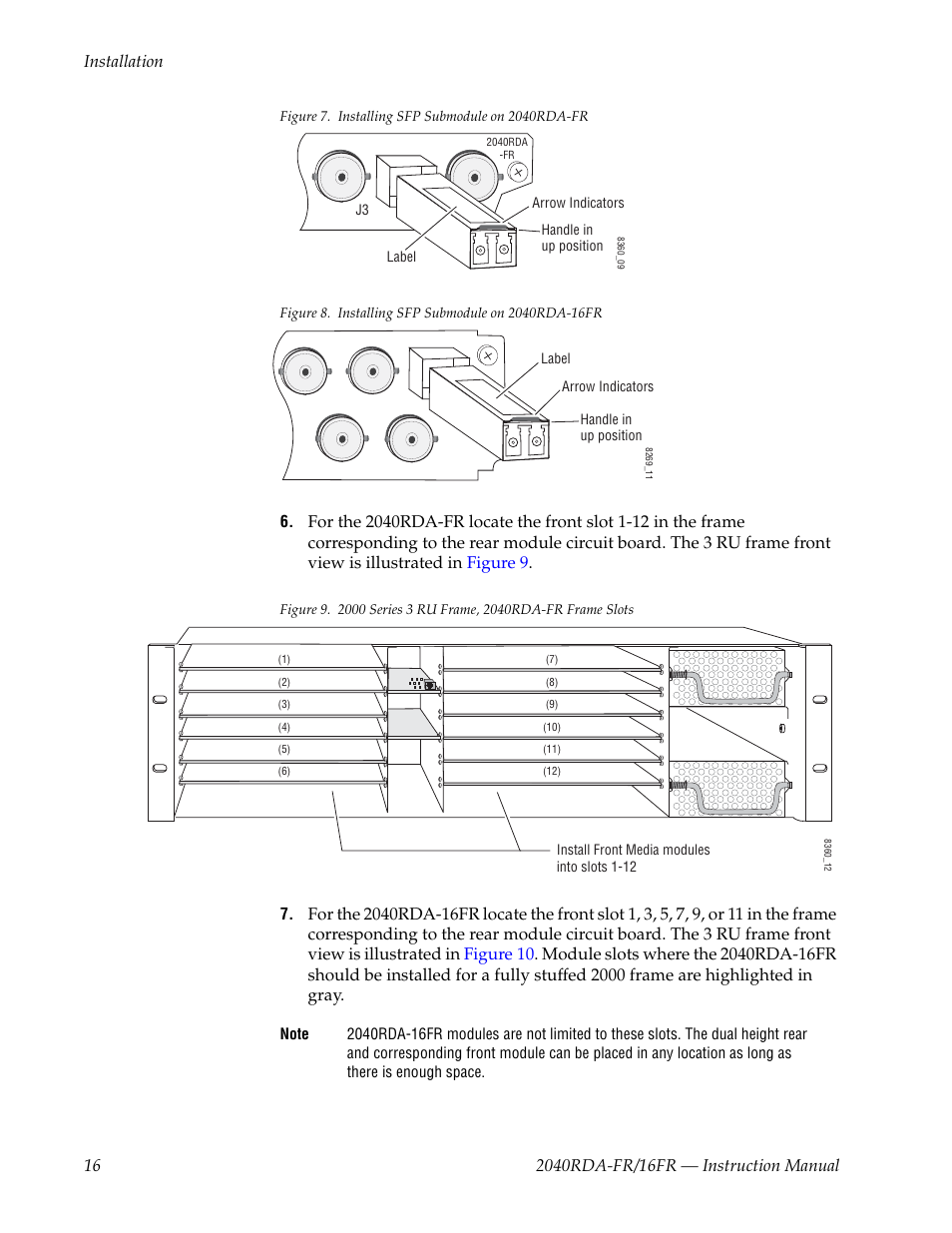 Figure 7, The sfp submodule, Figure 8 | Grass Valley 2040RDA-16FR User Manual | Page 16 / 52
