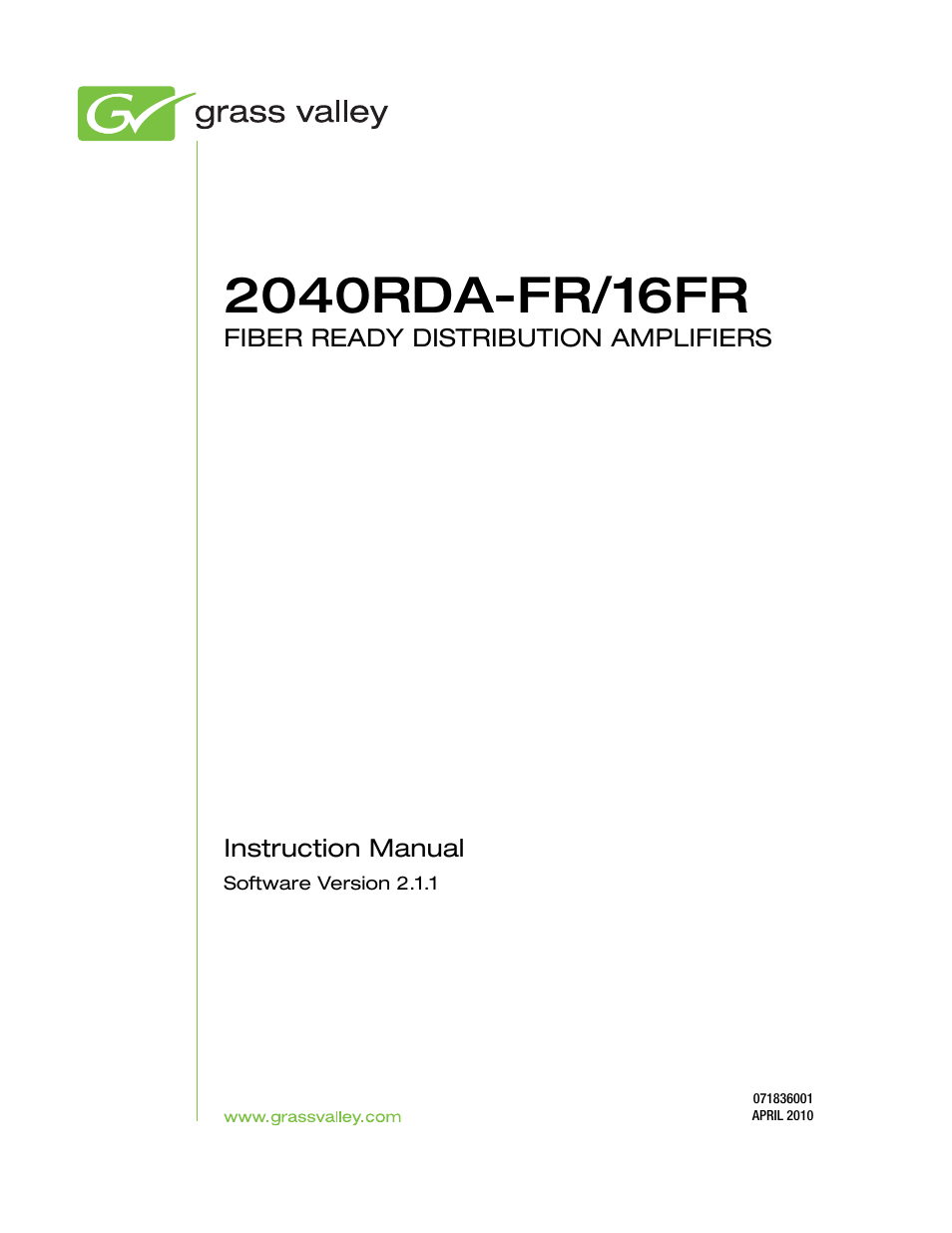 Grass Valley 2040RDA-16FR User Manual | Page 3 / 52