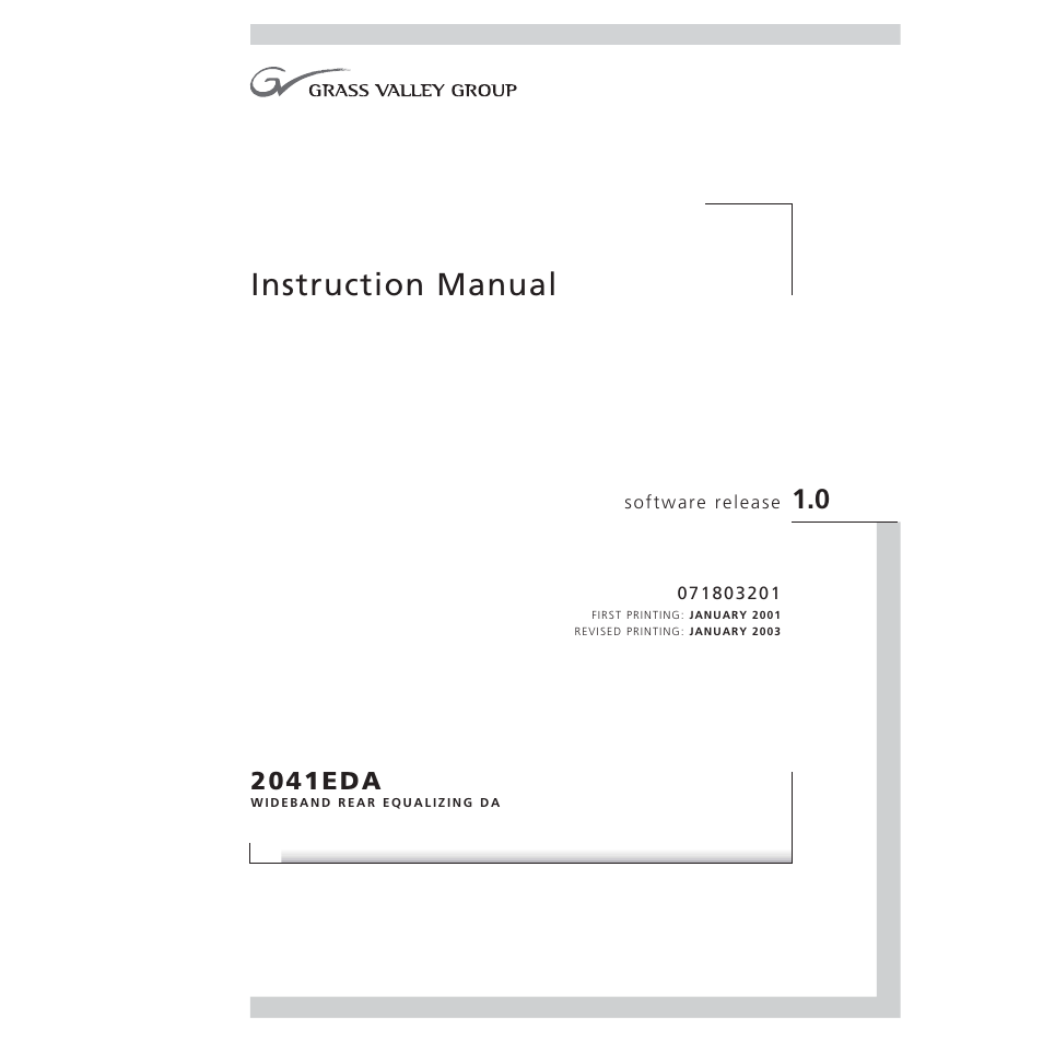 Grass Valley 2041EDA User Manual | 20 pages