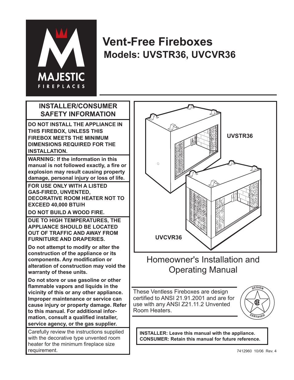 CFM UVSTR36 User Manual | 16 pages
