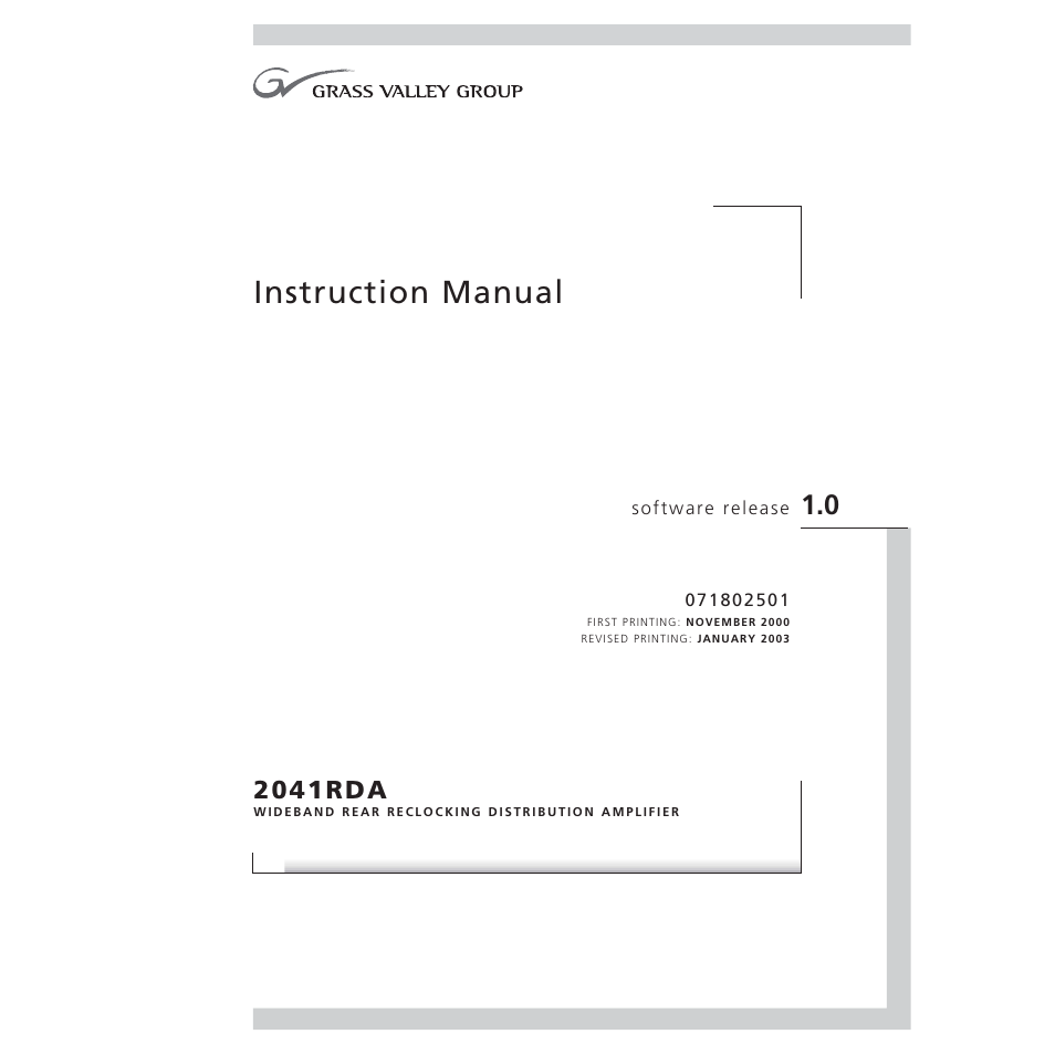 Grass Valley 2041RDA User Manual | 24 pages
