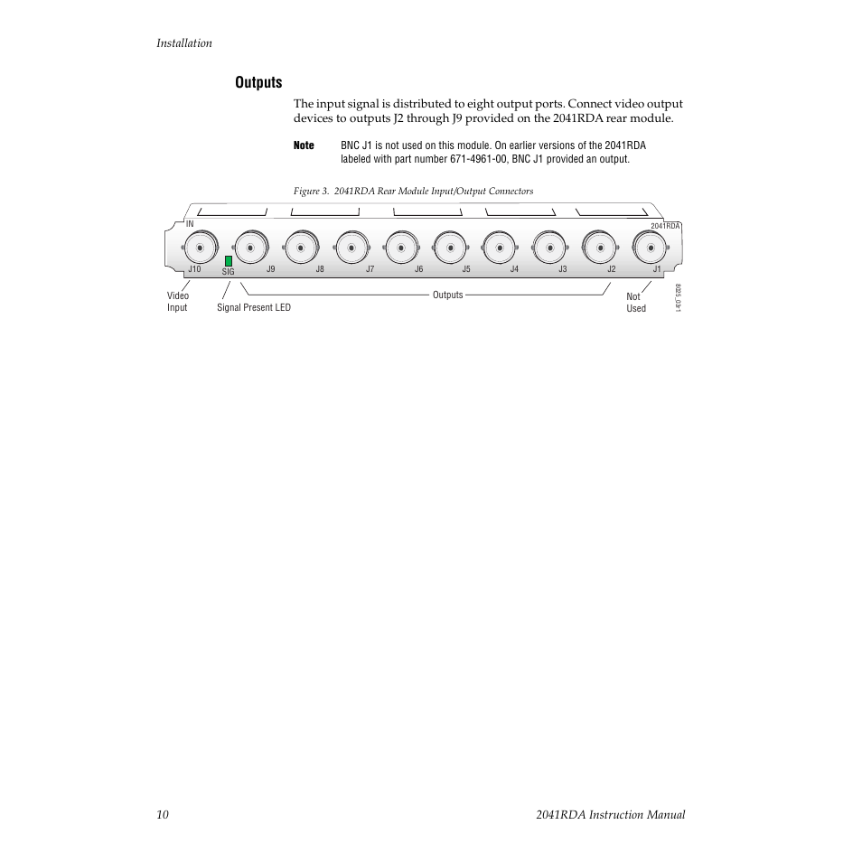 Outputs, For a | Grass Valley 2041RDA User Manual | Page 10 / 24