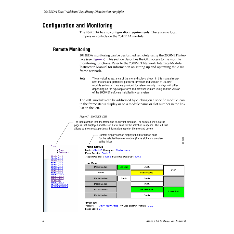Configuration and monitoring, Remote monitoring | Grass Valley 2042EDA User Manual | Page 14 / 26