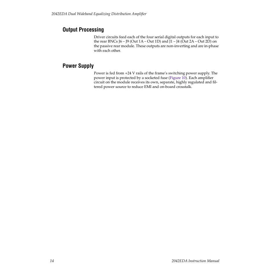 Output processing, Power supply | Grass Valley 2042EDA User Manual | Page 20 / 26