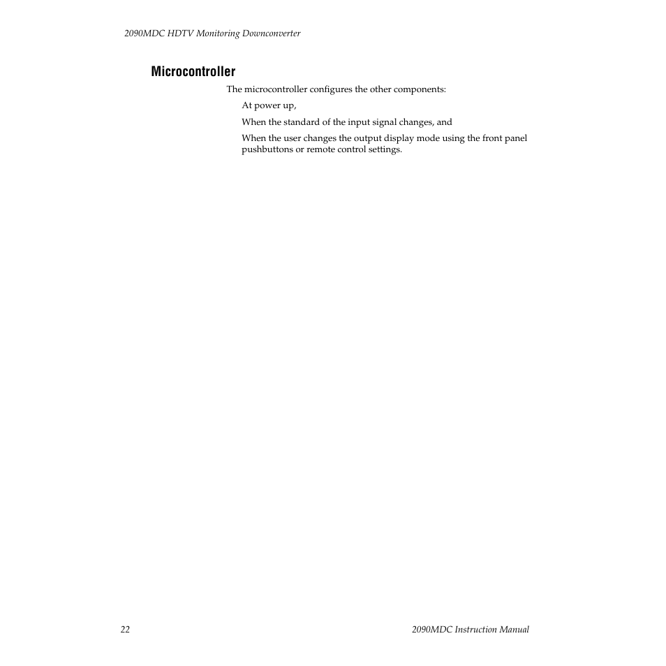 Microcontroller | Grass Valley 2090MDC User Manual | Page 28 / 30