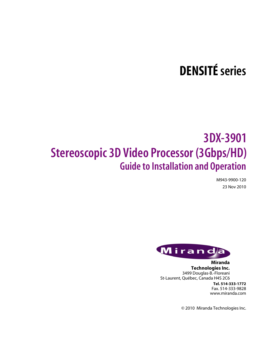 Grass Valley 3DX-3901 User Manual | 38 pages