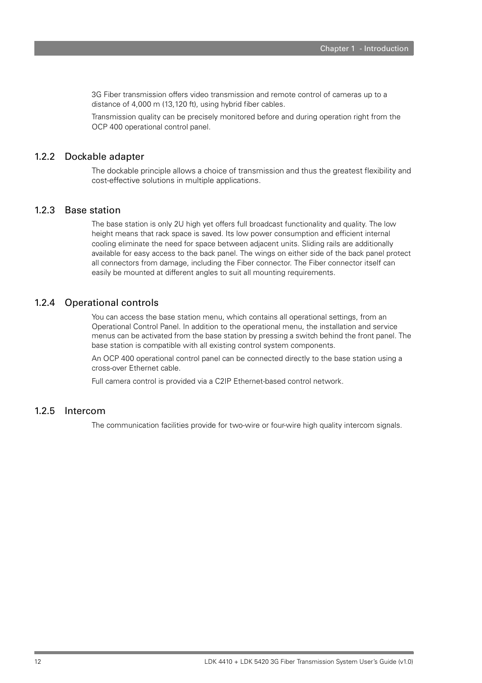 2 dockable adapter, 3 base station, 4 operational controls | 5 intercom, Dockable adapter, Base station, Operational controls, Intercom | Grass Valley LDK 4410 User Manual | Page 12 / 82