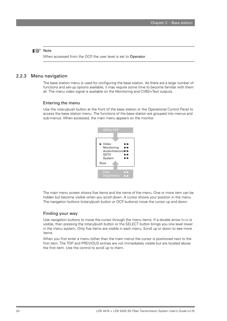 3 menu navigation, Menu navigation | Grass Valley LDK 4410 User Manual | Page 24 / 82