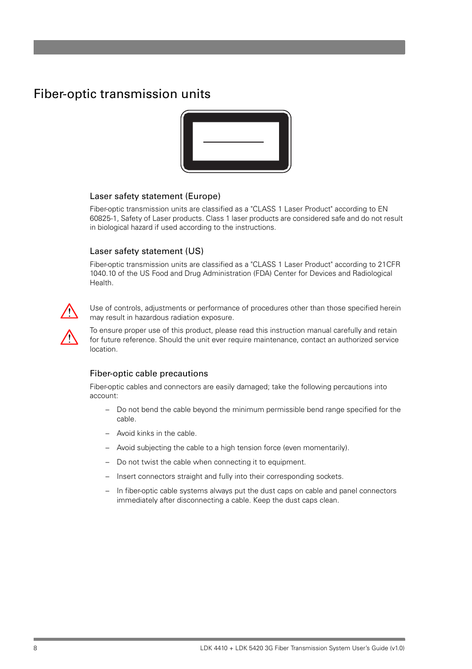 Fiber-optic transmission units | Grass Valley LDK 4410 User Manual | Page 8 / 82