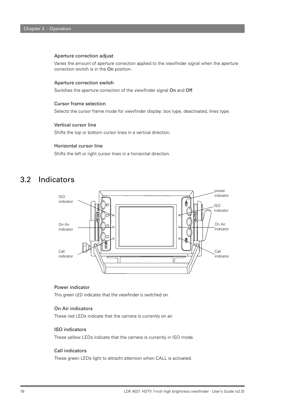 2 indicators, Indicators | Grass Valley LDK 4021 User Manual | Page 16 / 22