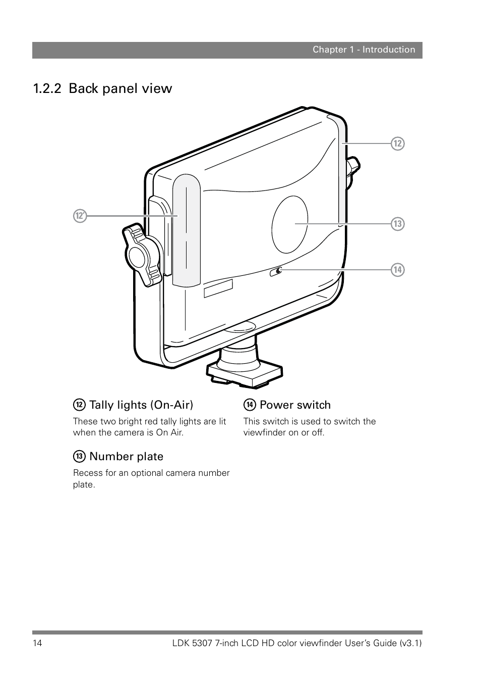2 back panel view, Back panel view | Grass Valley LDK 5307 User Manual | Page 14 / 40