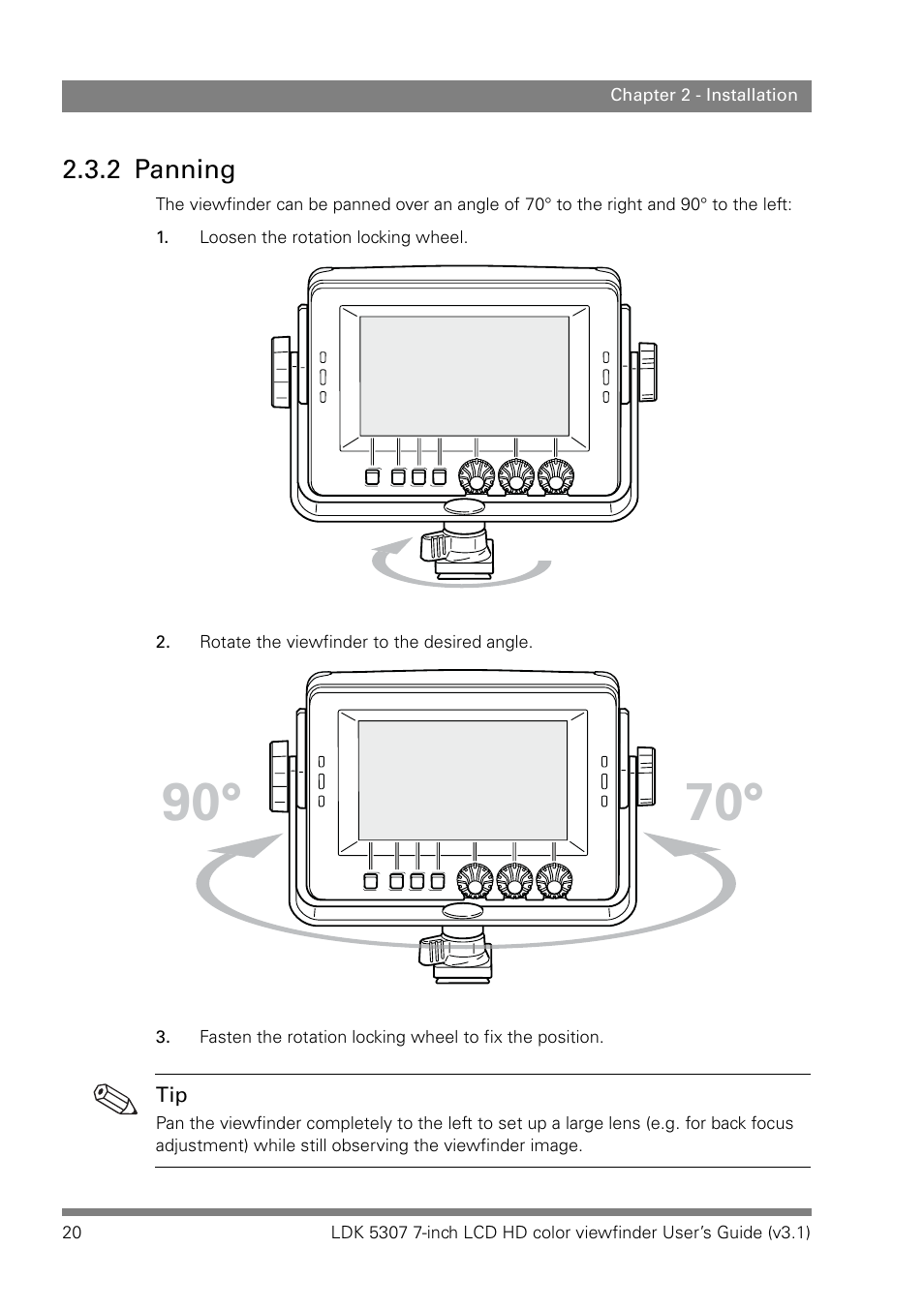 2 panning, Panning | Grass Valley LDK 5307 User Manual | Page 20 / 40