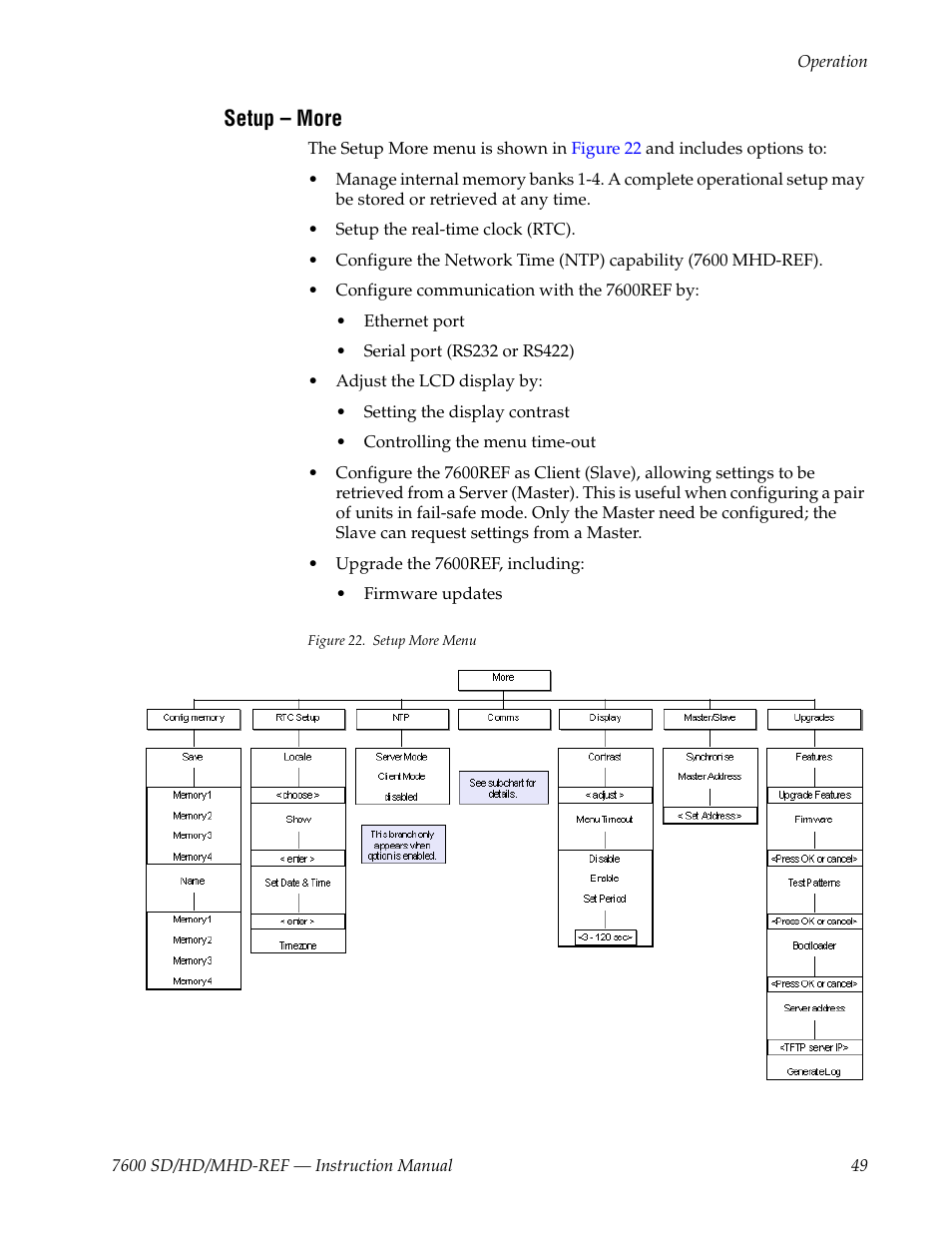 Setup - more, Setup – more | Grass Valley 7600REF User Manual | Page 49 / 84