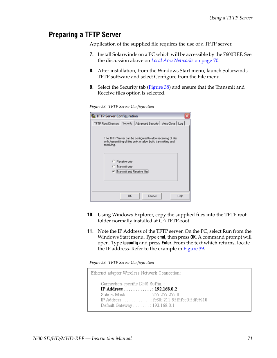 Preparing a tftp server | Grass Valley 7600REF User Manual | Page 71 / 84