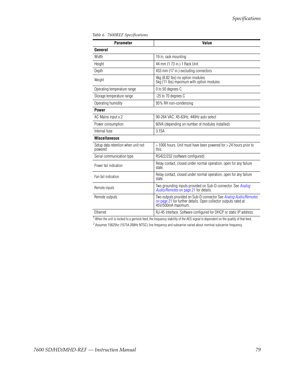 Grass Valley 7600REF User Manual | Page 79 / 84