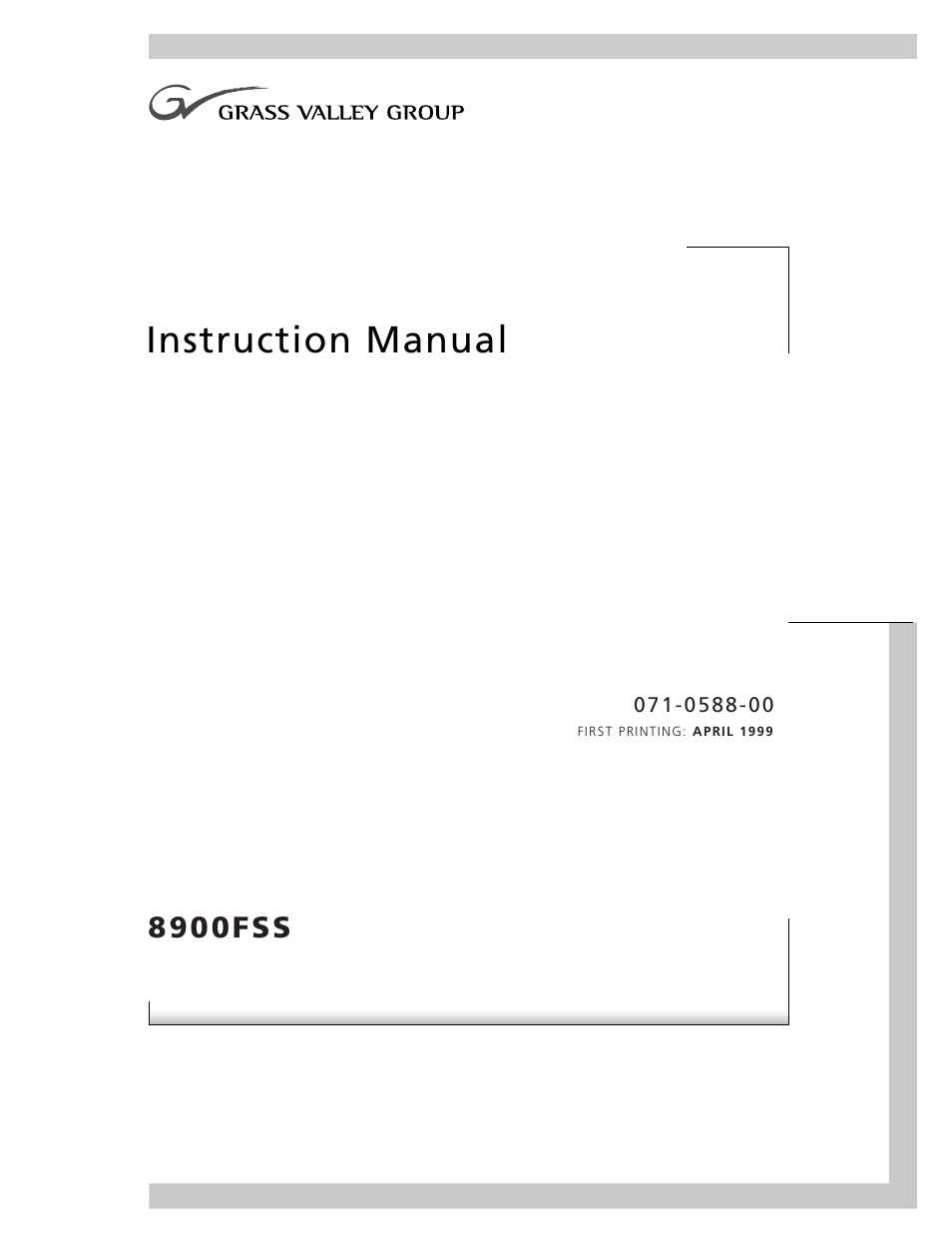 Grass Valley 8900FSS User Manual | 18 pages