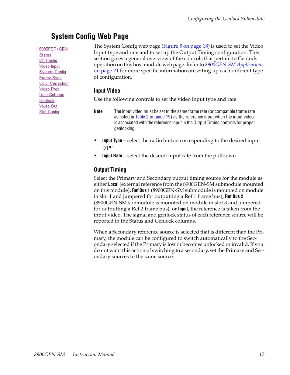 System config web page | Grass Valley 8900GEN-SM User Manual | Page 17 / 50