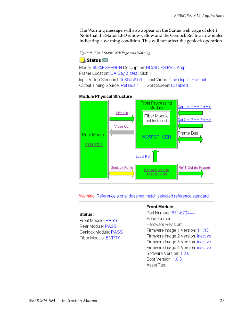 This host module as shown in, The genlock ref | Grass Valley 8900GEN-SM User Manual | Page 27 / 50