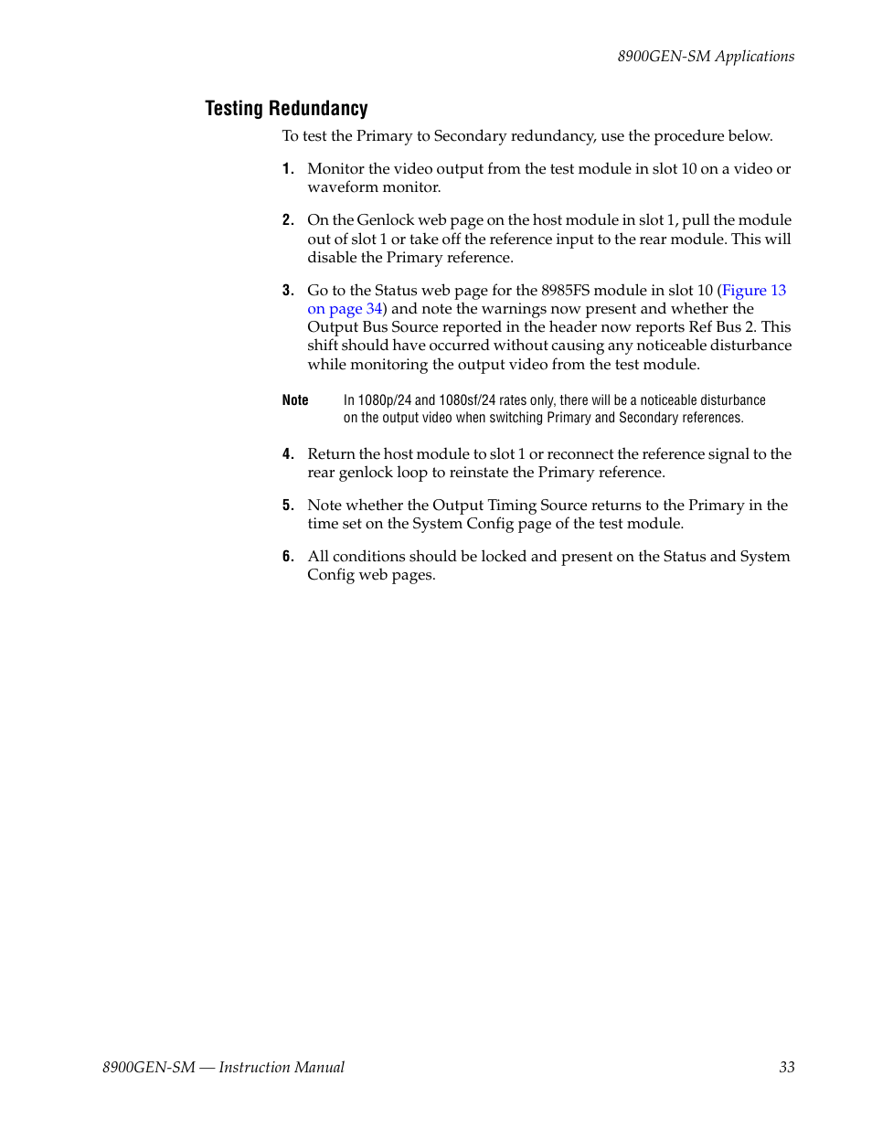 Testing redundancy | Grass Valley 8900GEN-SM User Manual | Page 33 / 50